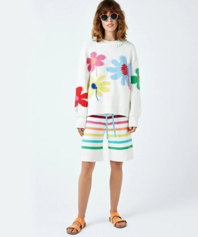 Mira Mikati Organic Cotton Floral Print Jumper Ecru