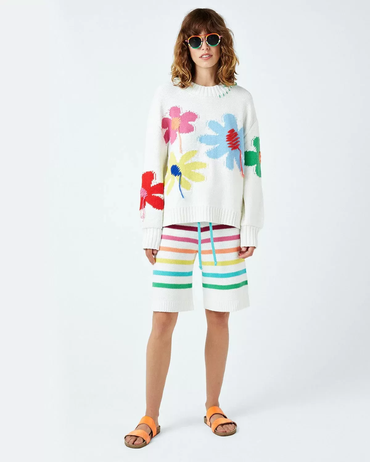 Mira Mikati Organic Cotton Floral Print Jumper Ecru