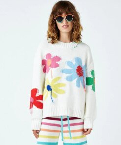 Mira Mikati Organic Cotton Floral Print Jumper Ecru