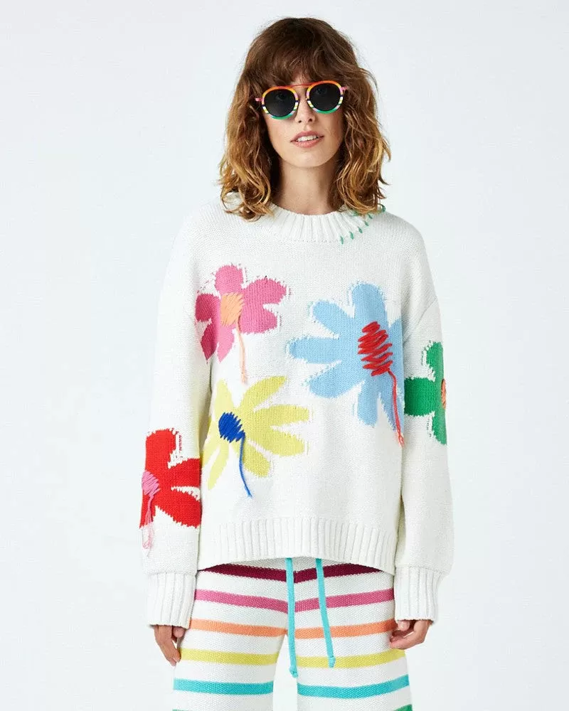 Mira Mikati Organic Cotton Floral Print Jumper Ecru