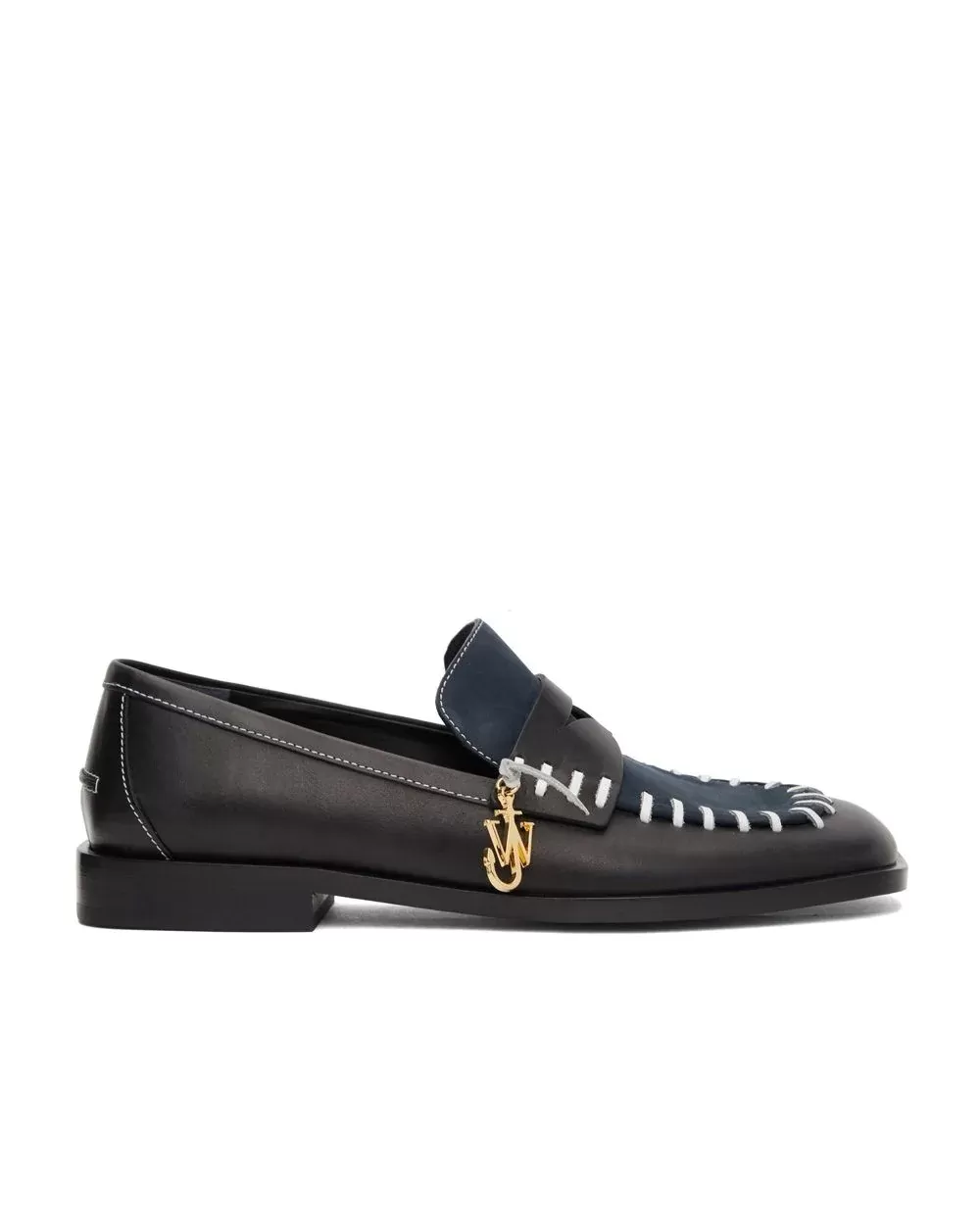 JW Anderson Black & Navy Loafers Flat Stitch