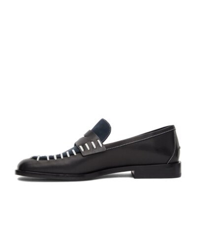 JW Anderson Black & Navy Loafers Flat Stitch