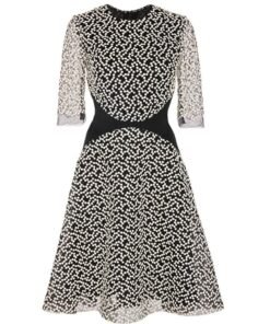 Lela Rose Embroidered Dot Tulle A-Line Dress