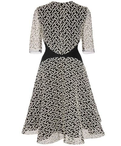 Lela Rose Embroidered Dot Tulle A-Line Dress