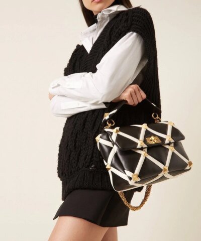 Valentino Garavani Large Roman Stud Leather Shoulder Bag