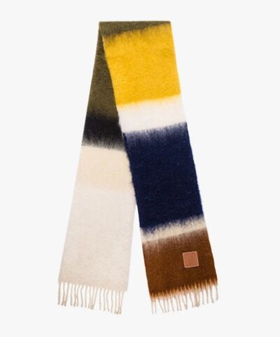 Loewe Blue Green And Yellow Wool And Mohair Scarf
