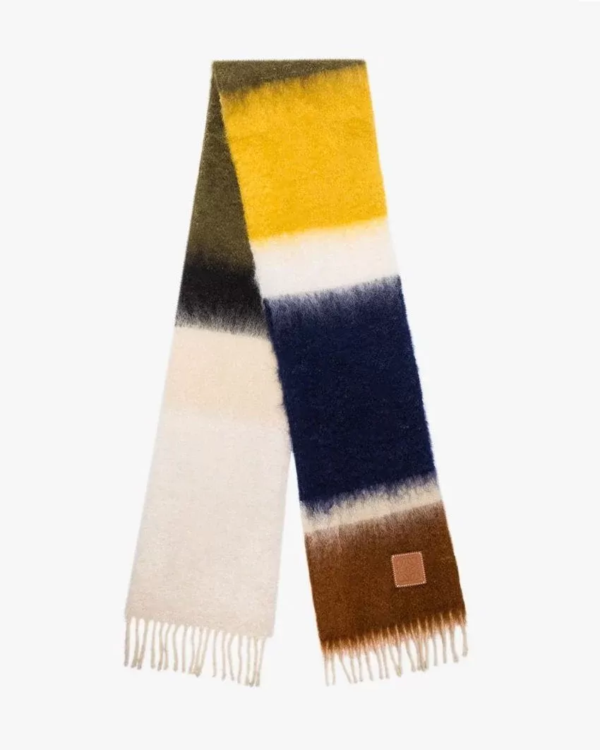 Loewe Blue Green And Yellow Wool And Mohair Scarf