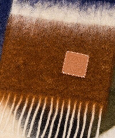 Loewe Blue Green And Yellow Wool And Mohair Scarf