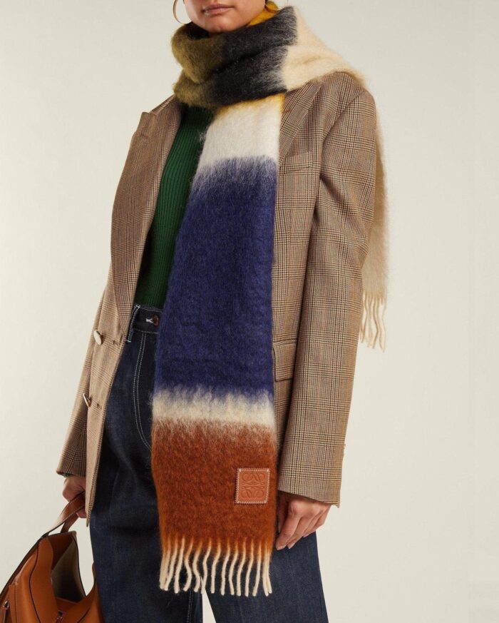 Loewe Blue Green And Yellow Wool And Mohair Scarf