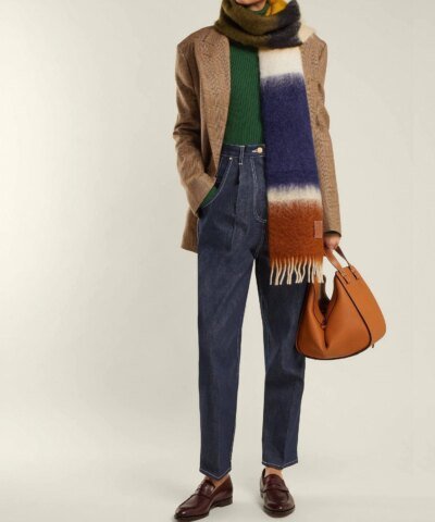 Loewe Blue Green And Yellow Wool And Mohair Scarf