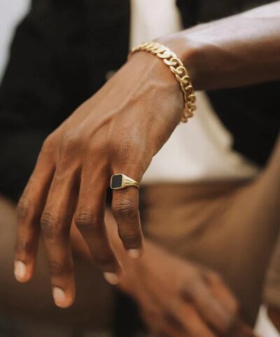 Missoma Williams Gold Square Black Signet Ring