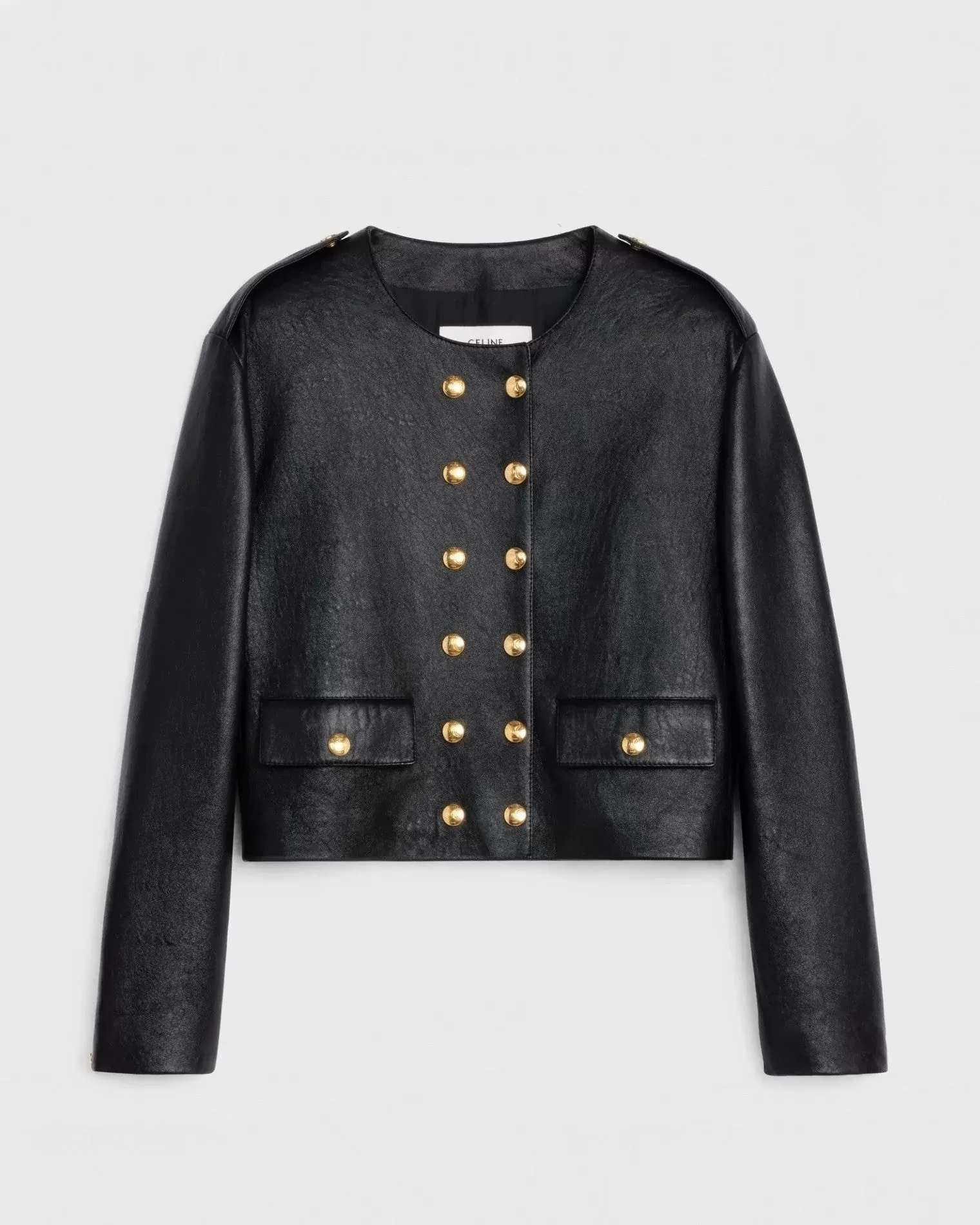 Celine Pure Collar Jacket In Soft Lambskin Black