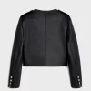 Celine Pure Collar Jacket In Soft Lambskin Black