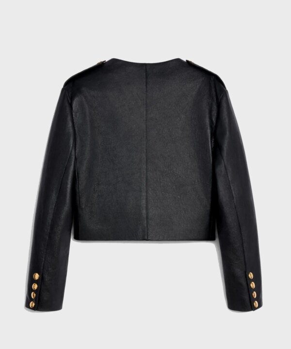 Celine Pure Collar Jacket In Soft Lambskin Black