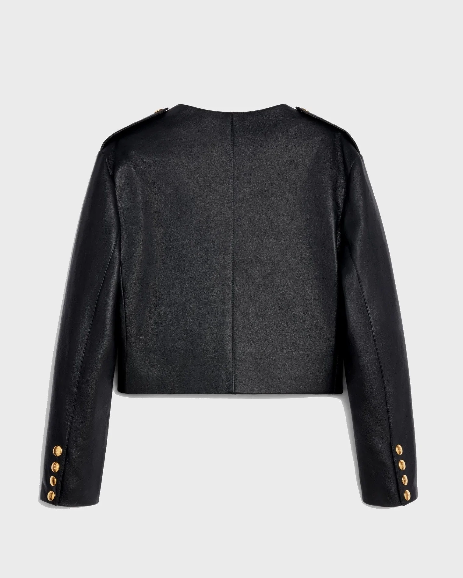 Celine Pure Collar Jacket In Soft Lambskin Black