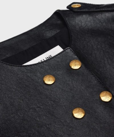 Celine Pure Collar Jacket In Soft Lambskin Black