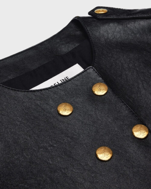 Celine Pure Collar Jacket In Soft Lambskin Black