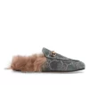 Gucci Women's Princetown Fur-lined GG Velvet Slipper - Natural