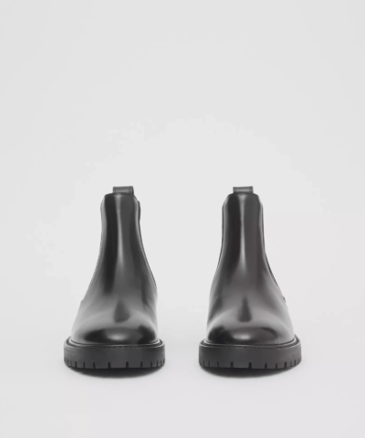 Burberry Vintage Check Detail Leather Chelsea Boots