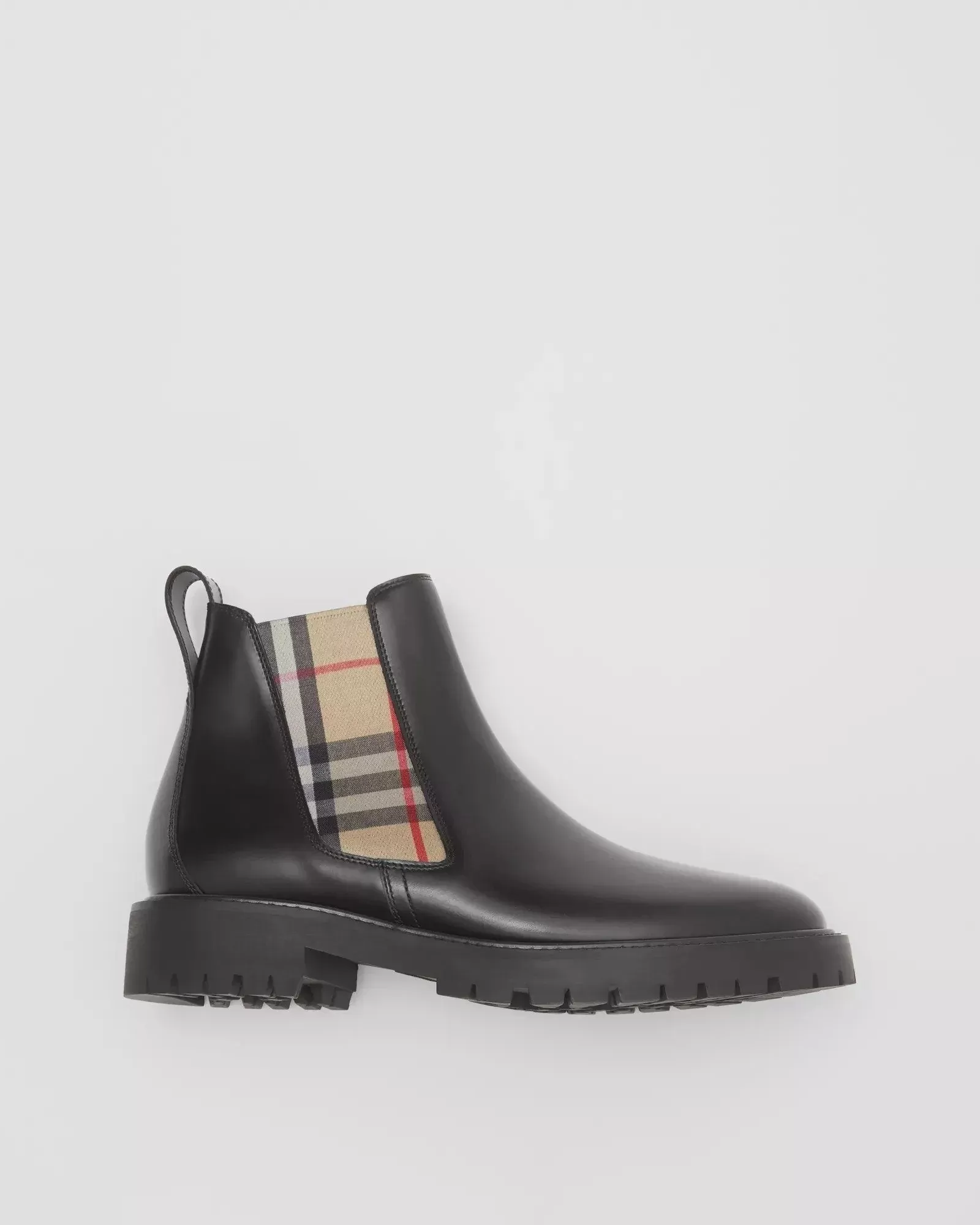 Burberry Vintage Check Detail Leather Chelsea Boots