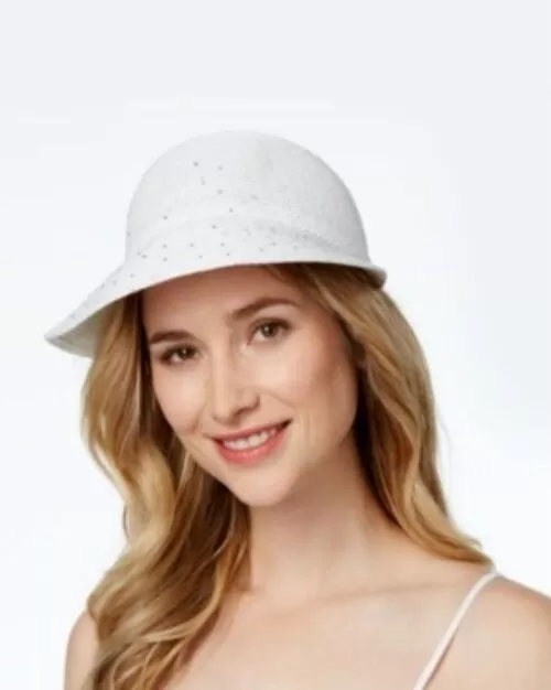 August Hats White Sequin Stud Framer Hat