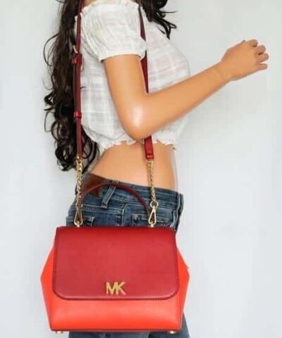 Michael Kors Mott Medium Leather Satchel Convertible Crossbody Bag