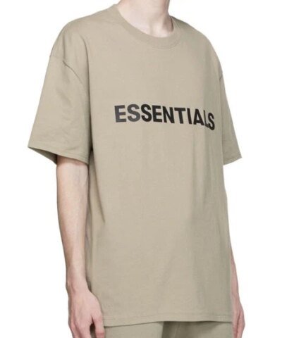 Essentials Men's Boxy T-Shirt Applique Logo Olive/Khaki