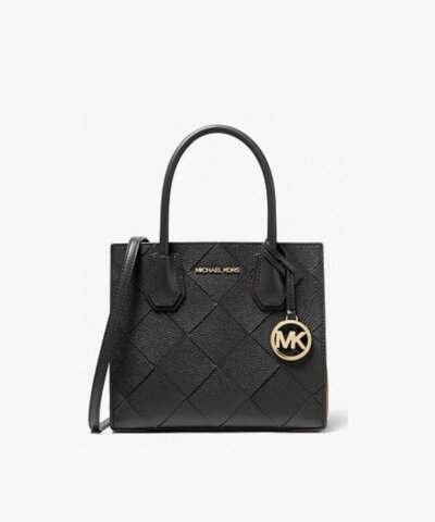 Michael Kors Mercer Medium Woven Leather Accordion Crossbody Bag