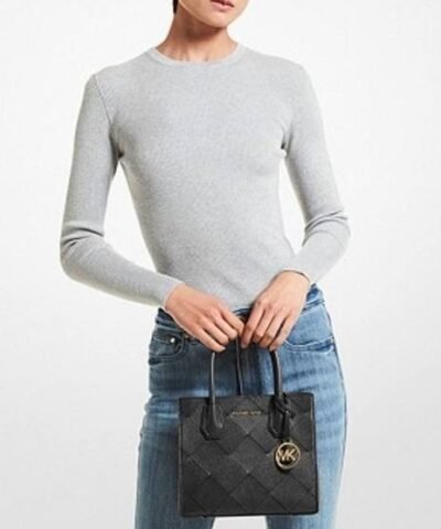 Michael Kors Mercer Medium Woven Leather Accordion Crossbody Bag