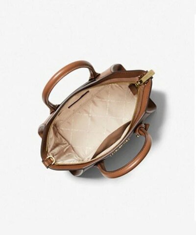 Michael Kors Avril Small Top Zip Flame Pebble Leather Satchel