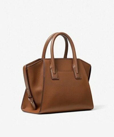 Michael Kors Avril Small Top Zip Flame Pebble Leather Satchel