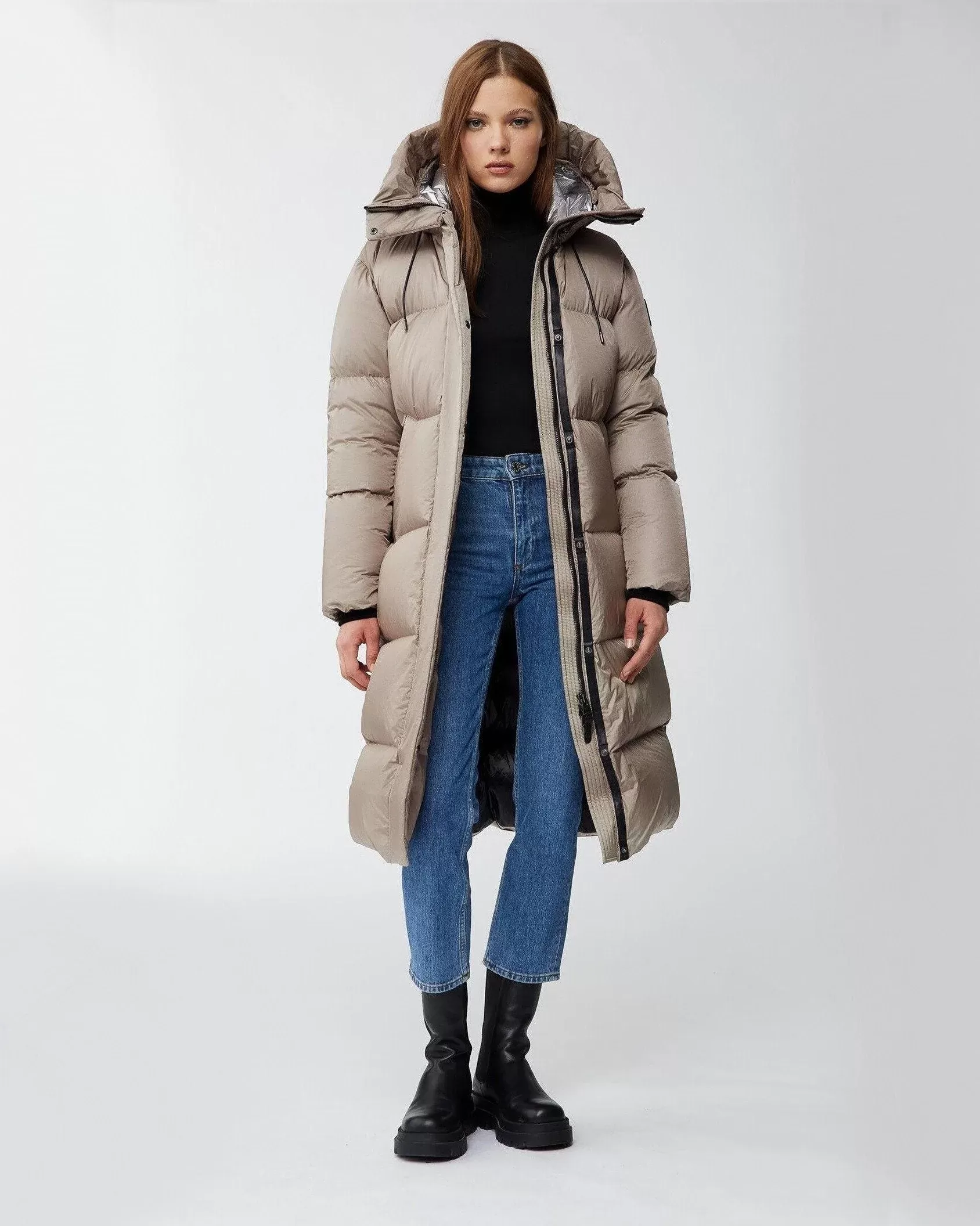 Mackage Eliane Foil Shield Maxi Down Coat With Pillow Collar