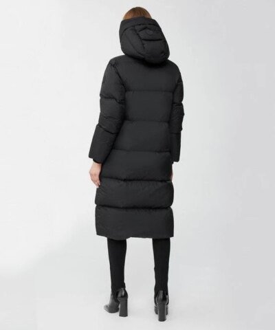 Mackage Eliane Foil Shield Maxi Down Coat With Pillow Collar In Black