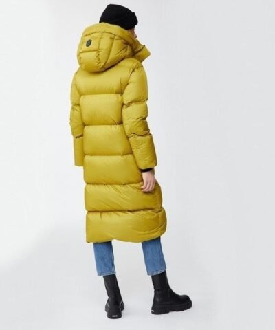 Mackage Eliane Foil Shield Maxi Down Coat With Pillow Collar, Yellow