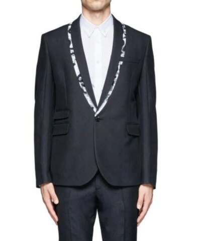 McQ Alexander McQueen Black Logo Tape Trim Wool-blend Tuxedo Jacket