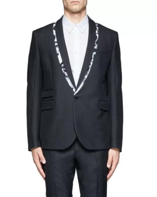 McQ Alexander McQueen Black Logo Tape Trim Wool-blend Tuxedo Jacket