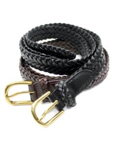Club Room Buckle Genuine Leather Braided Belt