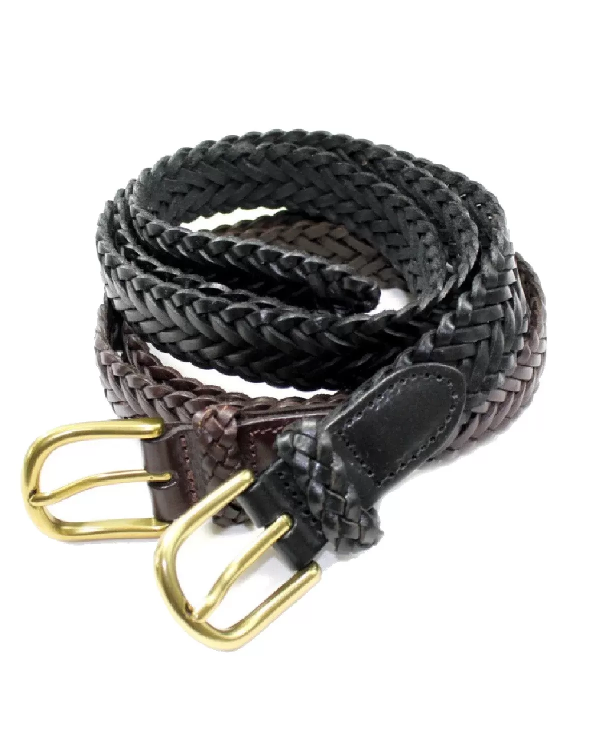 Club Room Buckle Genuine Leather Braided Belt