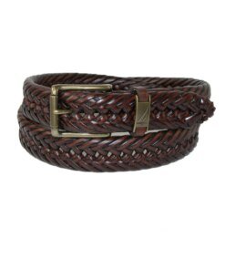 Nautica Mens Leather Handlaced Basket Weave Braided Belt