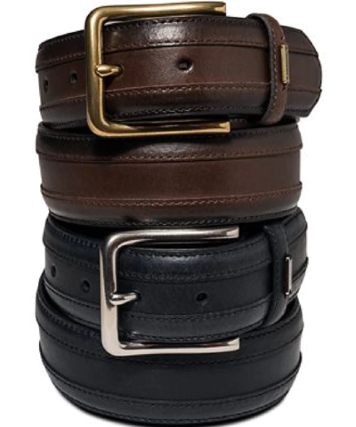 Tommy Hilfiger Belts, Saddle Leather Belt with Stitched Inset