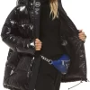 MICHAEL Michael Kors Hooded & Quilted Cire Down Jacket In Black