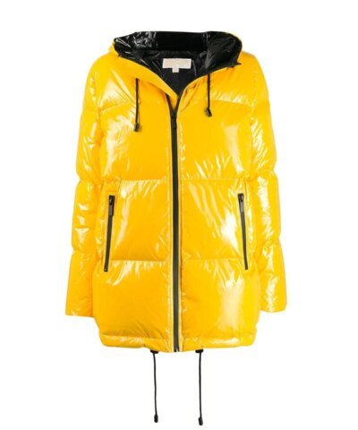 MICHAEL Michael Kors Hooded & Quilted Cire Down Jacket In Yellow