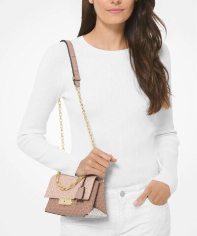 Michael Kors Cece Extra-Small Color-Block Logo Crossbody Bag, Pink