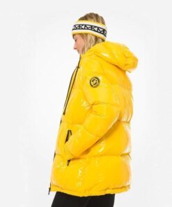 MICHAEL Michael Kors Hooded & Quilted Cire Down Jacket In Yellow