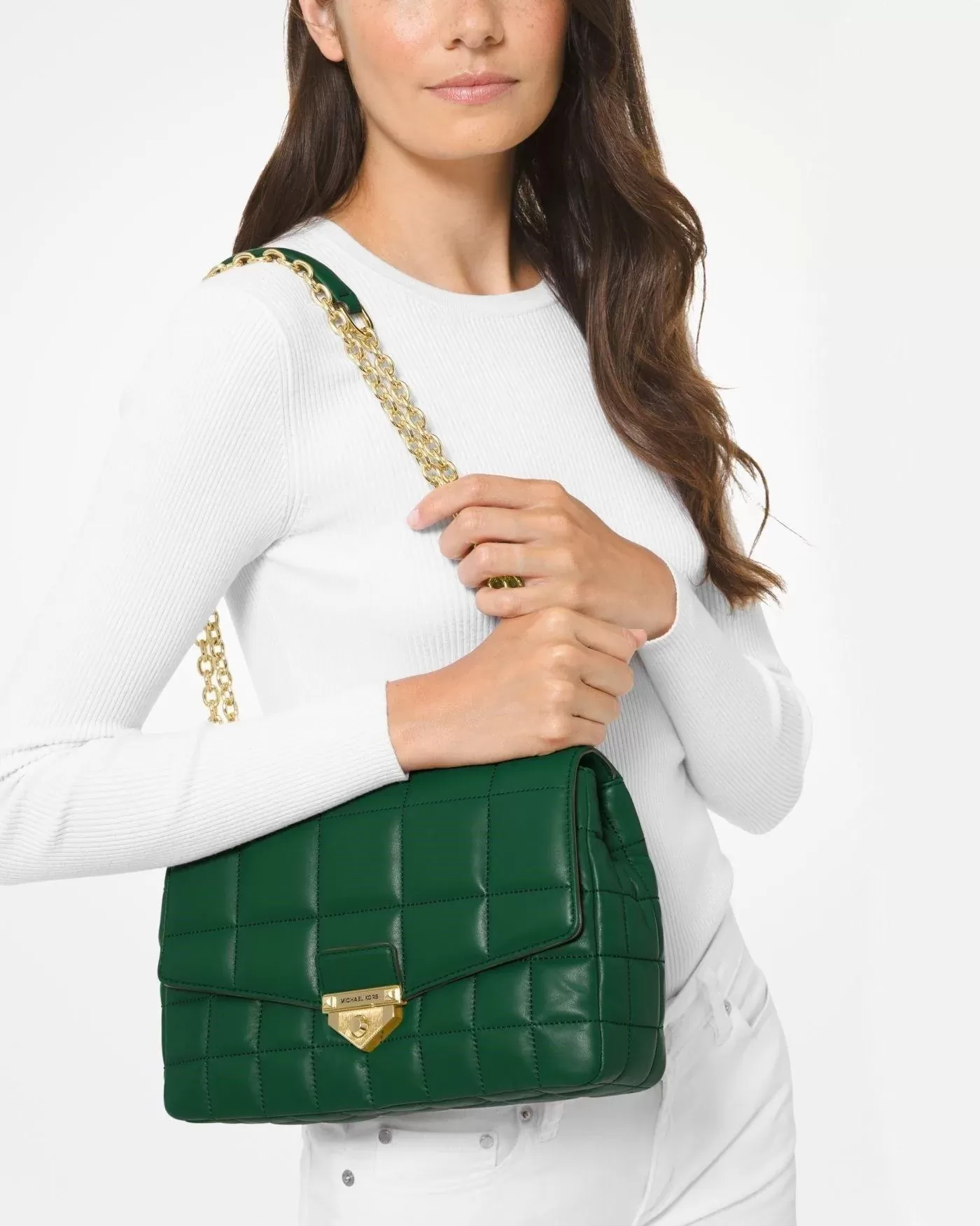 Michael Kors SoHo Large Quilted Leather Shoulder Bag, Green