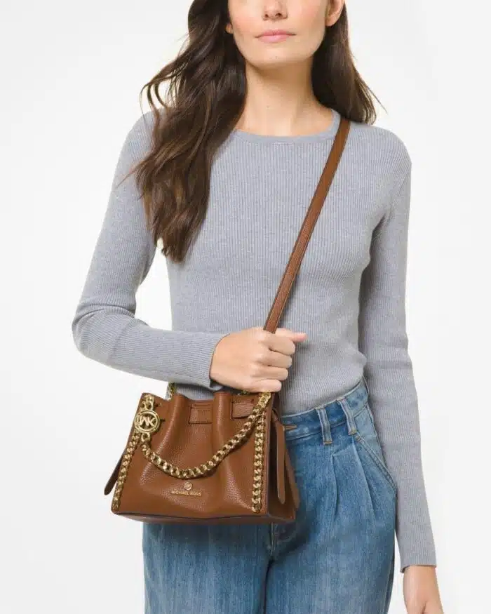 Michael Kors Small Mina Leather Chain Crossbody