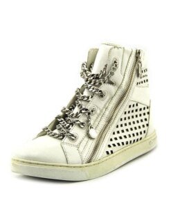 Michael Kors Urban Chain White High Top Side Zip Chain Sneakers