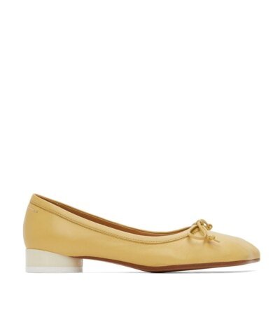 MM6 Maison Margiela Yellow Leather Ballerina Flats