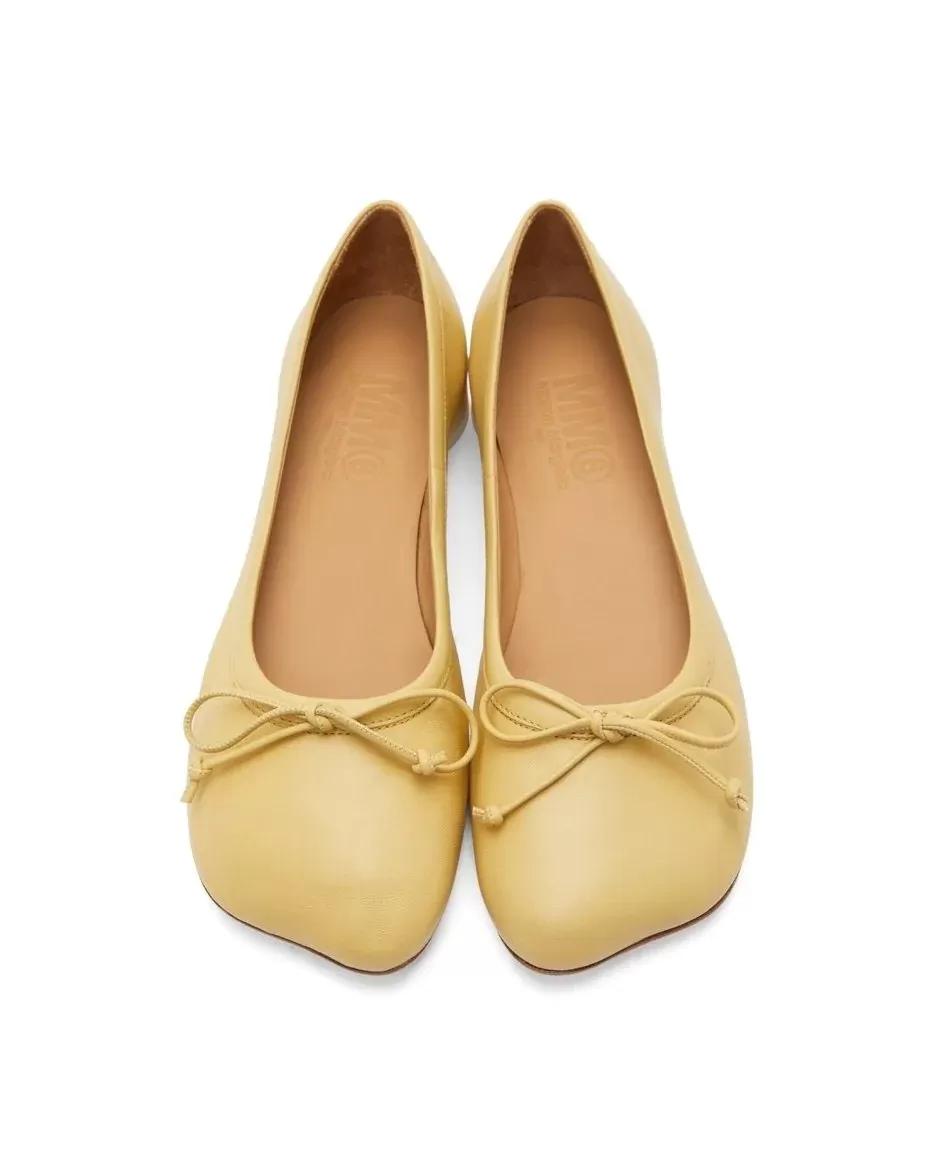 MM6 Maison Margiela Yellow Leather Ballerina Flats