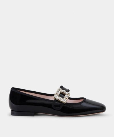 Roger Vivier Très Vivier Strass Buckle Babies Ballerinas in Patent Leather